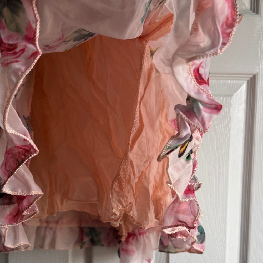 Girls Pink Floral Ruffle Dress - Picture 3 of 6